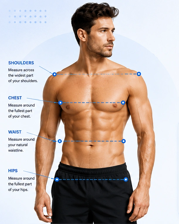Male Body Type Calculator using shoulder chest waist and hip measurements